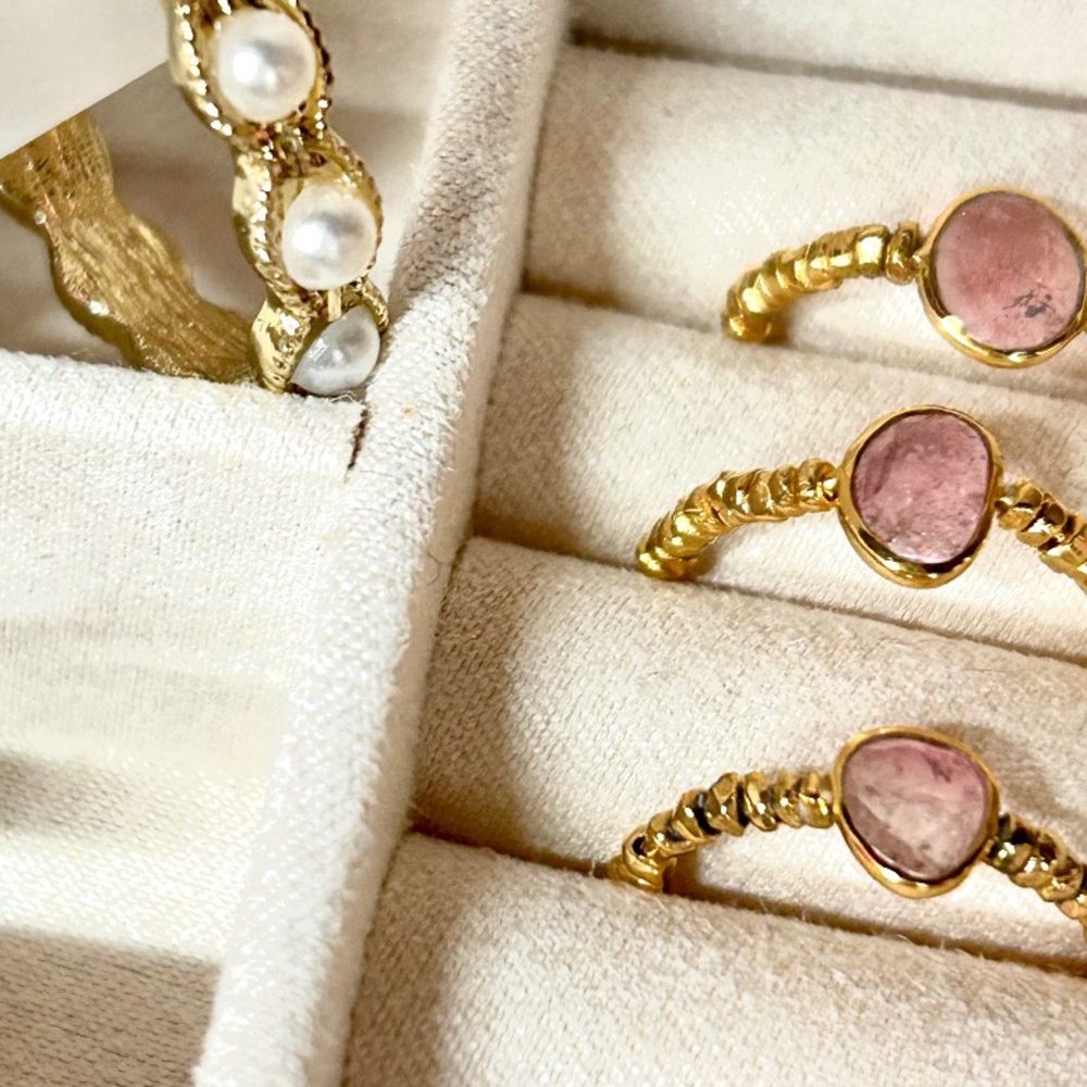 French Pink Tourmaline Ring | Made in France | Elegant Gold and Pink Stone Ring